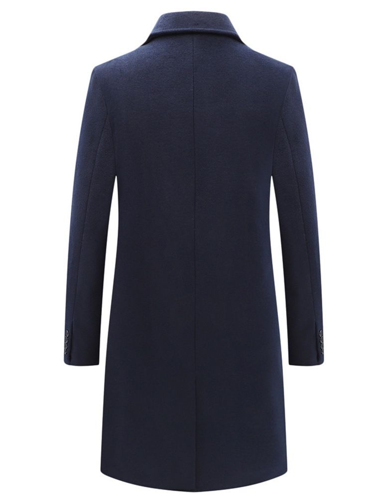 Plain Button Lapel England Double-Breasted Coat