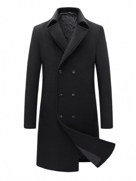 Plain Button Lapel England Double-Breasted Coat