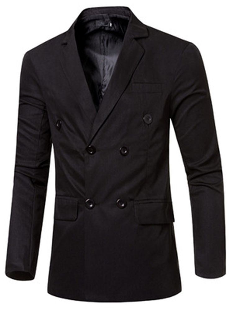 Ensfarget Dobbelkneppet Casual Blazer For Menn