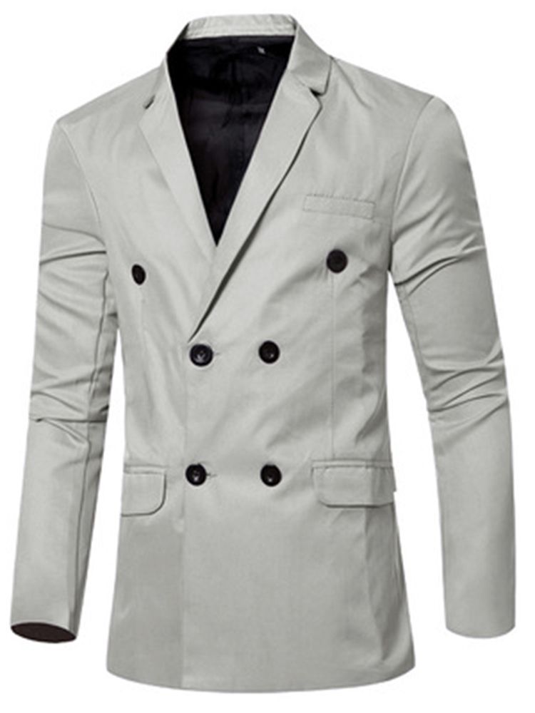 Ensfarget Dobbelkneppet Casual Blazer For Menn