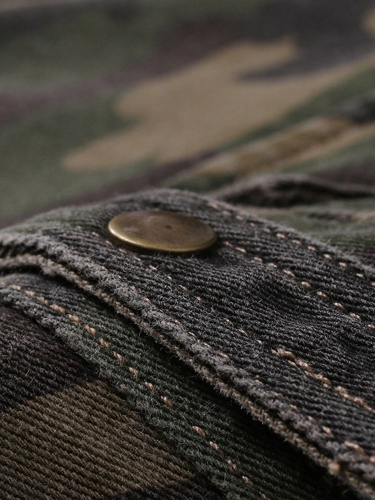 Lapel Camouflage Pocket Single-Breasted Høstjakke