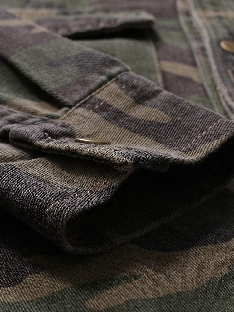 Lapel Camouflage Pocket Single-Breasted Høstjakke