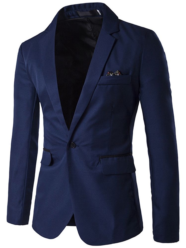 Lapel Slim Vanlig Blazer For Menn Med Hakk