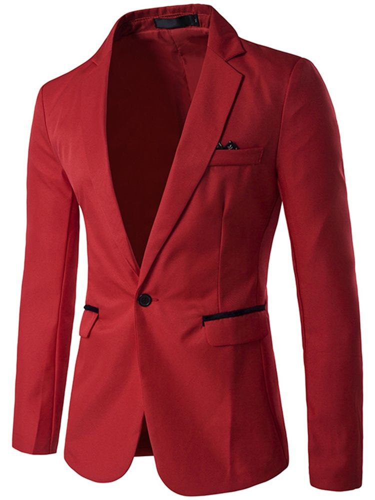 Lapel Slim Vanlig Blazer For Menn Med Hakk