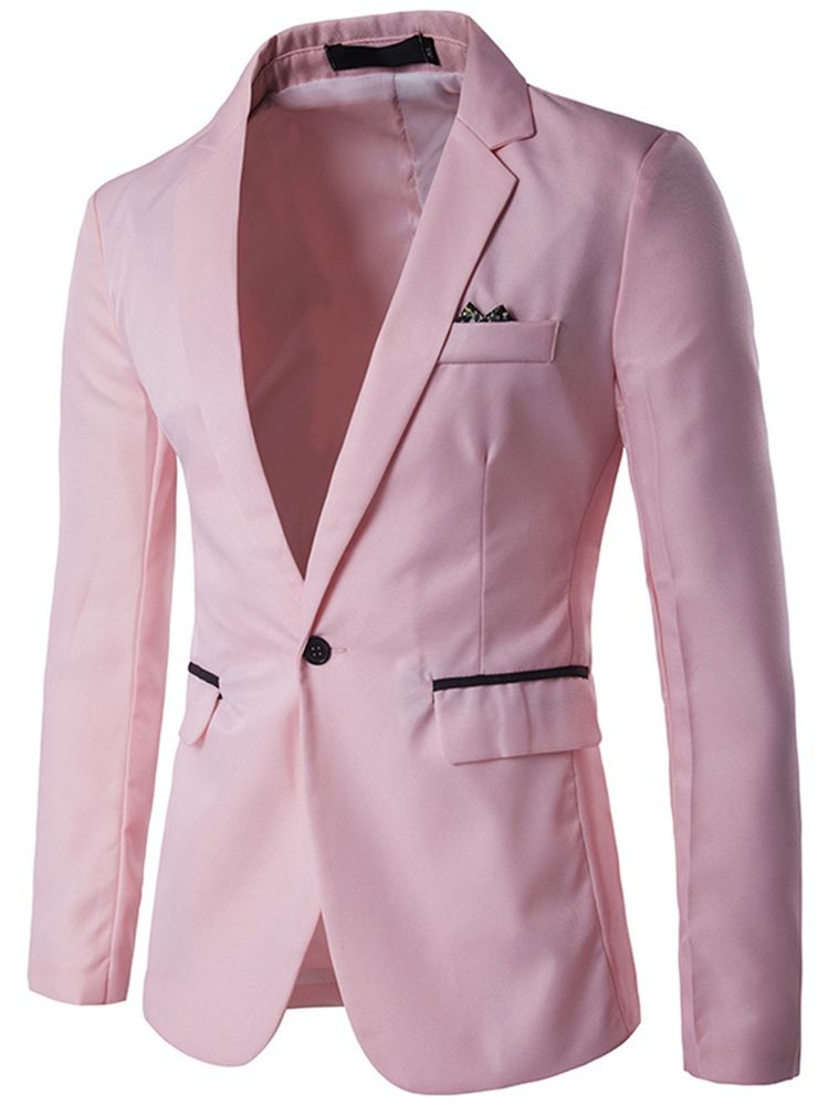 Lapel Slim Vanlig Blazer For Menn Med Hakk