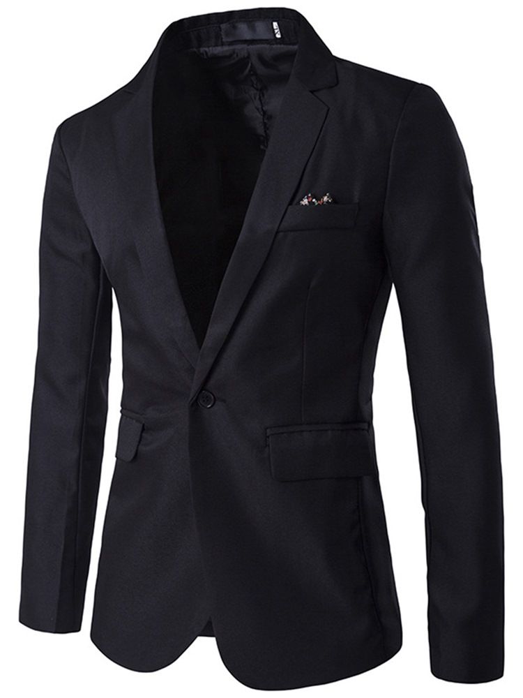 Lapel Slim Vanlig Blazer For Menn Med Hakk