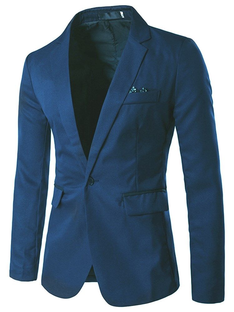 Lapel Slim Vanlig Blazer For Menn Med Hakk