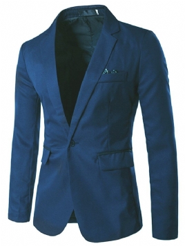 Lapel Slim Vanlig Blazer For Menn Med Hakk