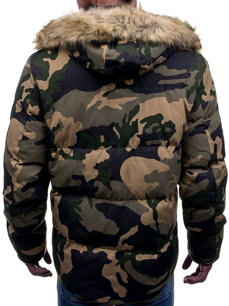 Mid-Length Pocket Camouflage Casual Glidelås Menns Dunjakke