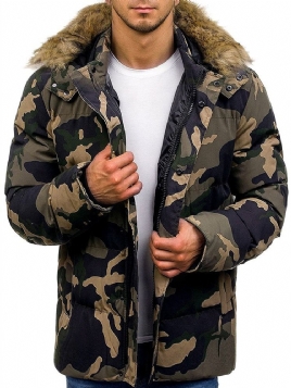 Mid-Length Pocket Camouflage Casual Glidelås Menns Dunjakke