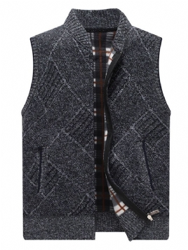 Stativ Krage Casual Glidelås Vest For Menn