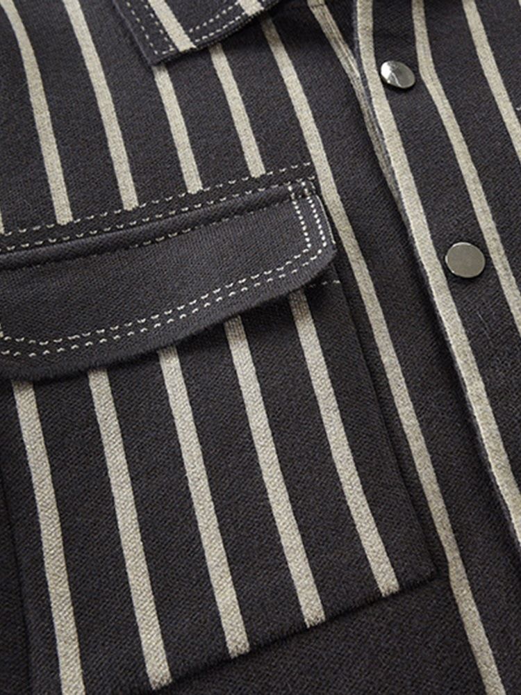 Stripe Lapel Pocket Fashion Slim Jakke