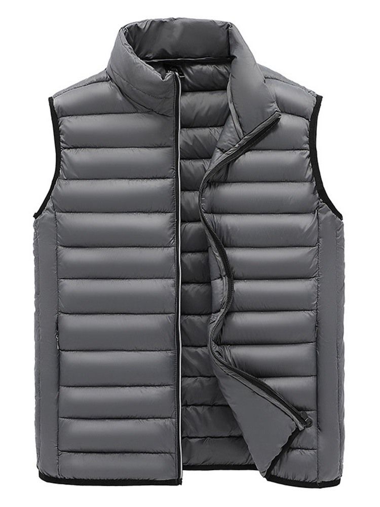 Vanlig Tykk Stativ Krage Fall Casual Vest