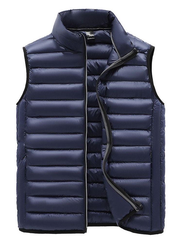 Vanlig Tykk Stativ Krage Fall Casual Vest