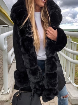 Faux Fur Slim Tykk Glidelås Mid-Length Polstret Jakke