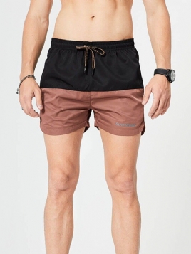 Color Block Rett Snøring Uformelle Shorts For Menn