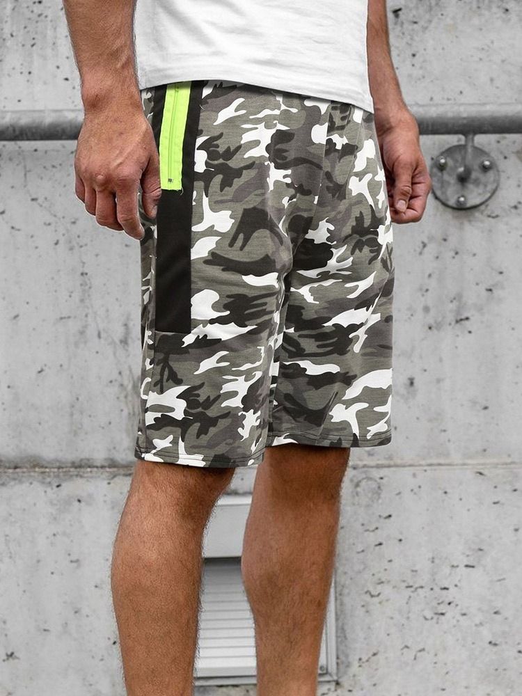 Kamuflasje Strandshorts For Menn Med Rett Lomme