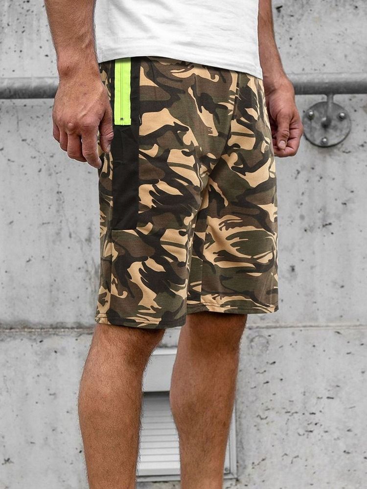 Kamuflasje Strandshorts For Menn Med Rett Lomme