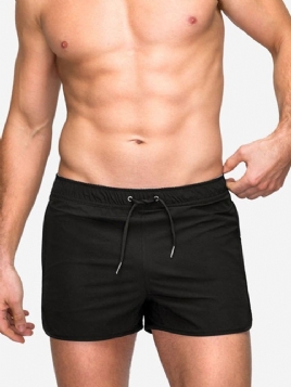 Lace-Up Slank Ensfarget Middels Midje Uformelle Shorts For Menn