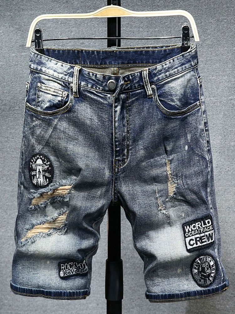 Lomme Rett Glidelås Menns Uformelle Denimshorts