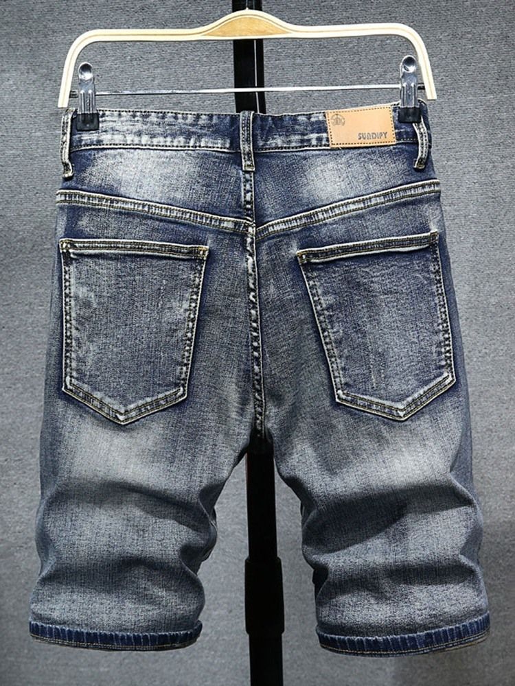 Lomme Rett Glidelås Menns Uformelle Denimshorts