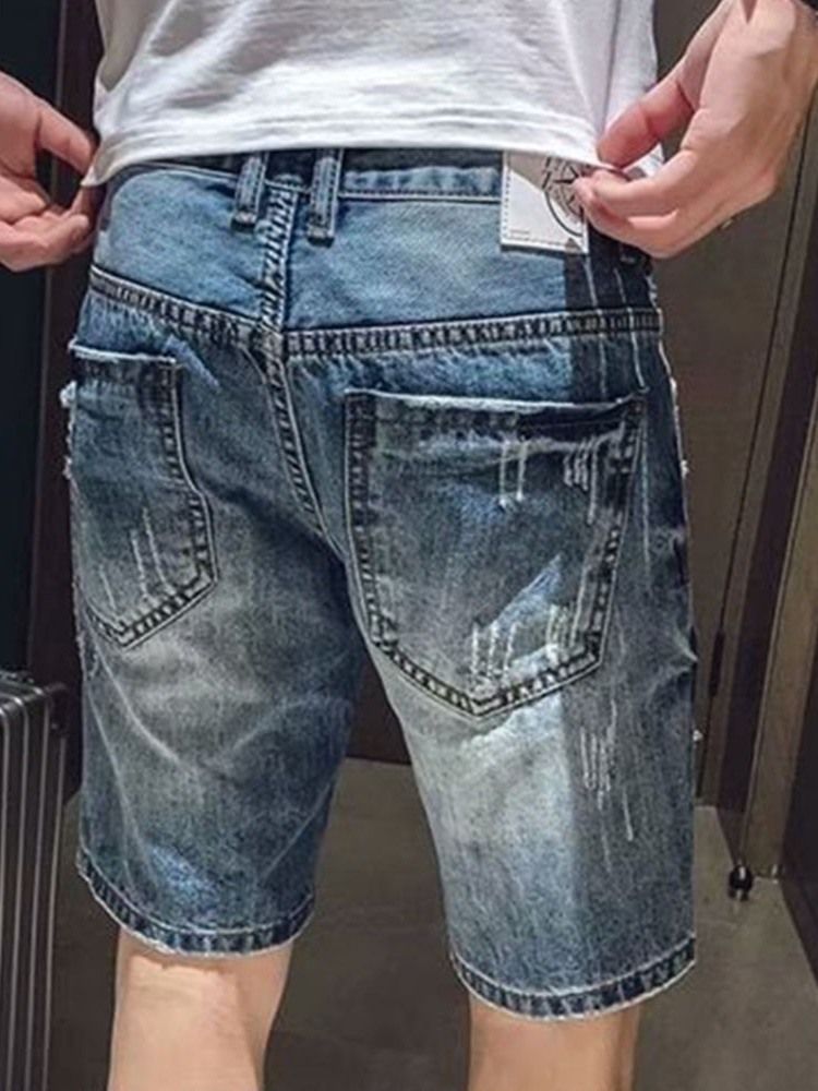 Lomme Rett Glidelås Menns Uformelle Denimshorts