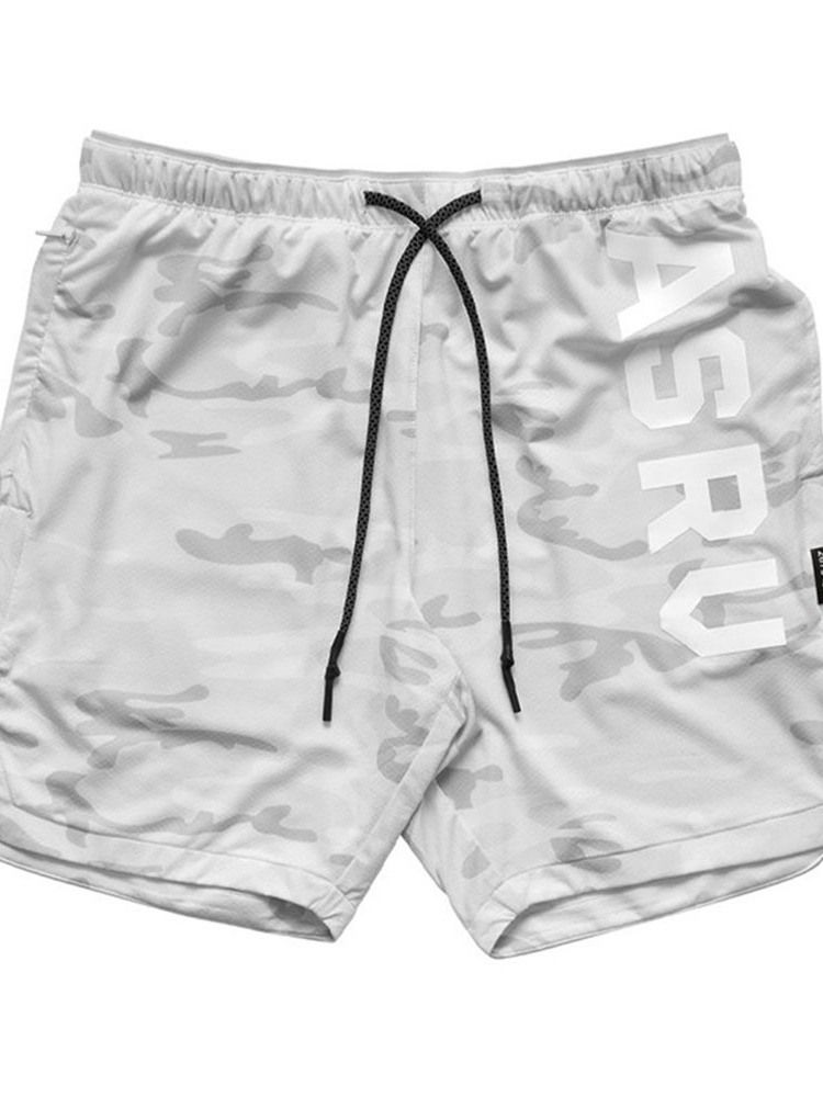 Loose Print Letter Sports Herreshorts Med Snøring