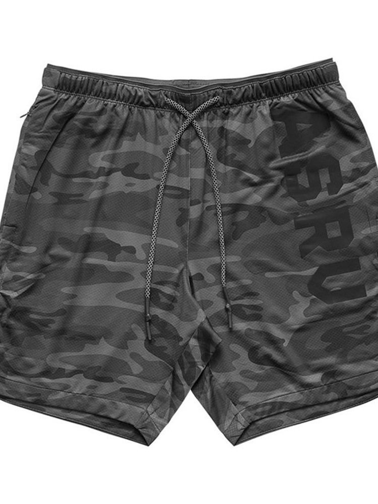 Loose Print Letter Sports Herreshorts Med Snøring