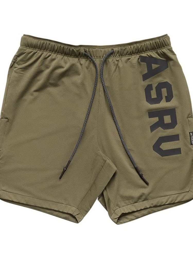 Loose Print Letter Sports Herreshorts Med Snøring