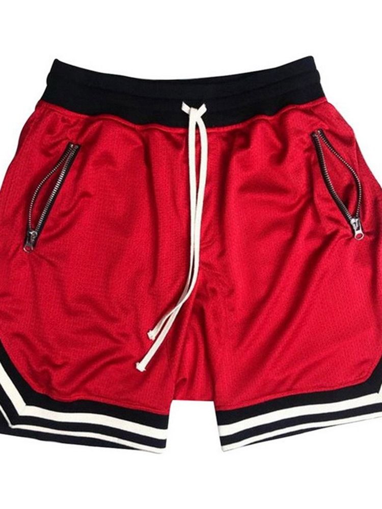 Patchwork Color Block Loose Sports-Shorts Med Snøring