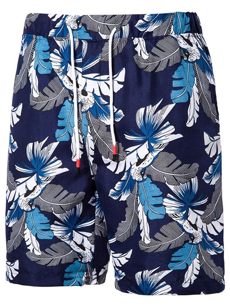 Print Plant Casual Casual Shorts For Menn Med Snøring