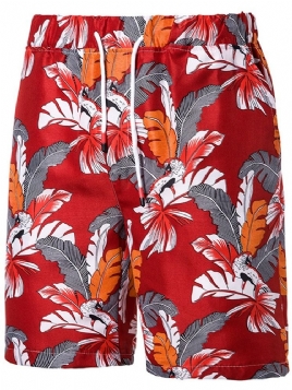 Print Plant Casual Casual Shorts For Menn Med Snøring