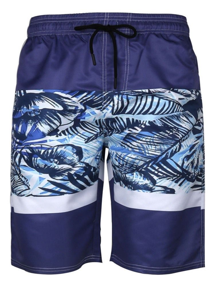 Print Straight Cotton Blends Strandshorts For Menn