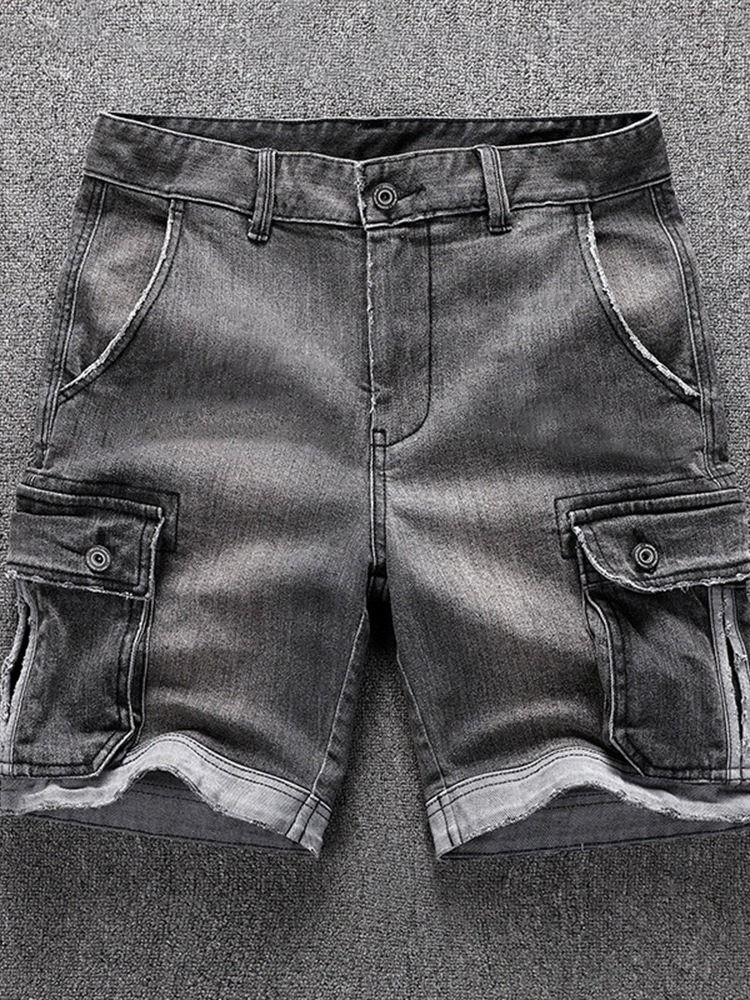 Rett Middels Midje Glidelås Denimshorts For Menn