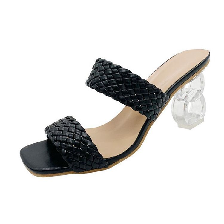 Slip-On Toe Ring Chunky Heel Vanlige Tøfler For Kvinner