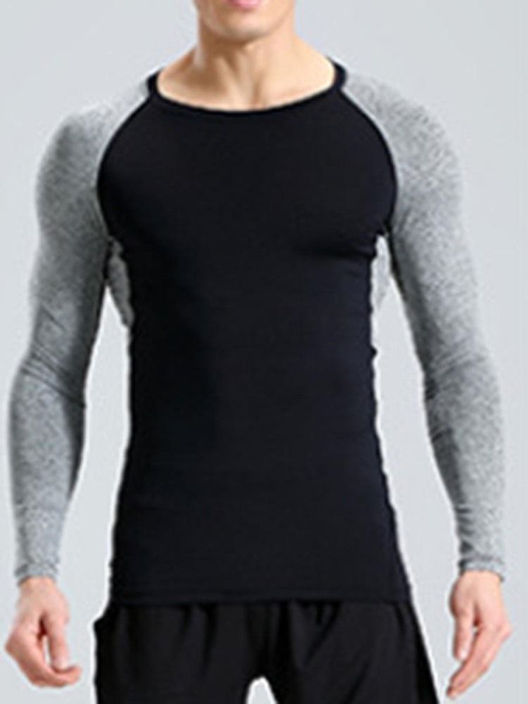 Color Block Pullover Langermet Quick Dry Gym Sportsoverdeler