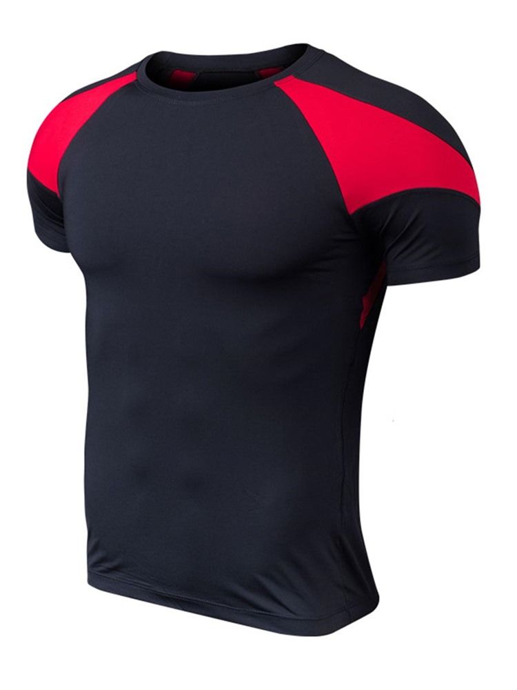 Herre Color Block Kortermet Quick Dry Gym Sports T-Skjorte