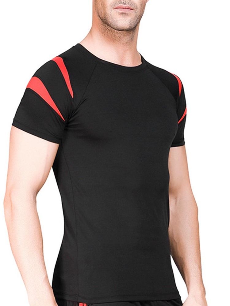 Herre Color Block Patchwork Kortermet Gym Sports T-Skjorte