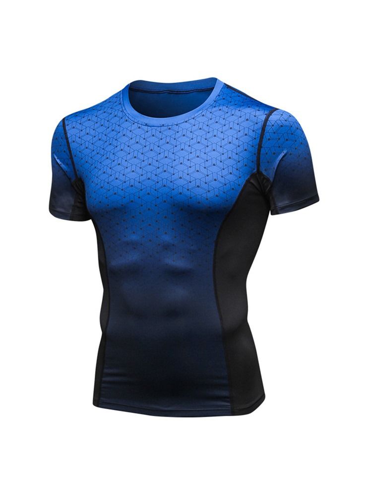 Herre Color Block Stretch Sports Quick Dry T-Skjorte