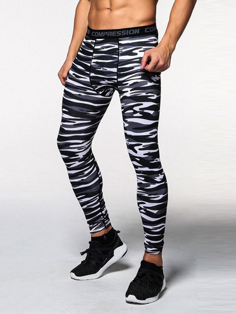 Herre Stripe Quick Dry Print Ankellengde Sportsbukser