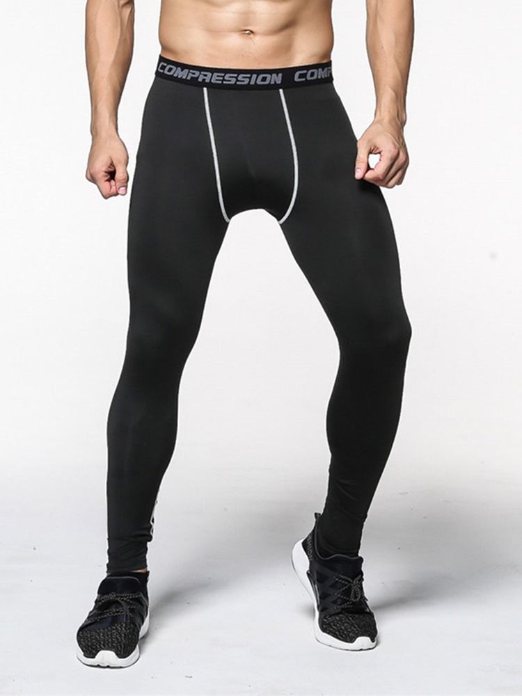 Menns Anti-Svette Fargeblokk Polyester Sport Leggings