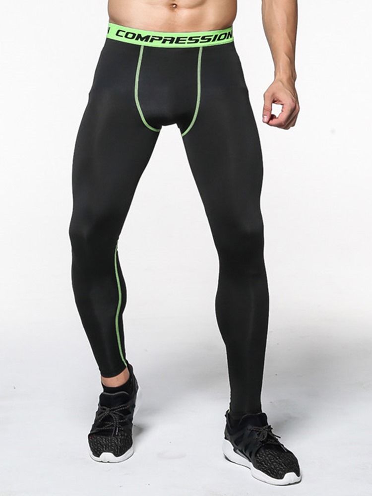 Menns Anti-Svette Fargeblokk Polyester Sport Leggings