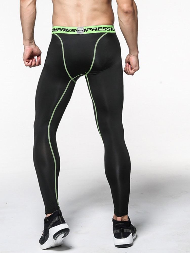 Menns Anti-Svette Fargeblokk Polyester Sport Leggings