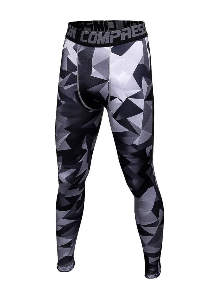 Menns Anti-Svette Fargeblokk Polyester Sport Leggings