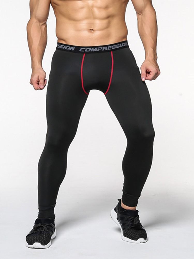 Menns Anti-Svette Fargeblokk Polyester Sport Leggings