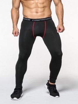 Menns Anti-Svette Fargeblokk Polyester Sport Leggings