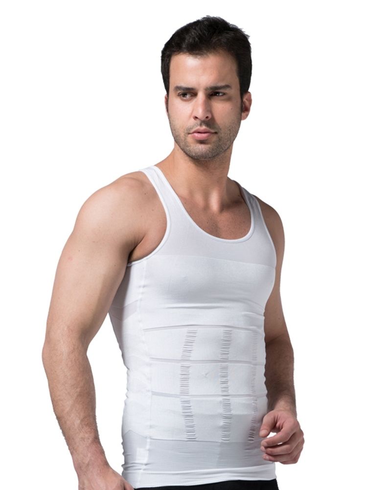 Solid Pustende Body Shaping Sportsvest Topp For Menn