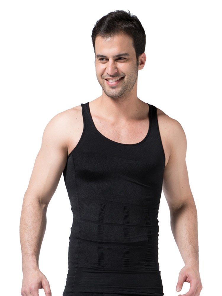 Solid Pustende Body Shaping Sportsvest Topp For Menn