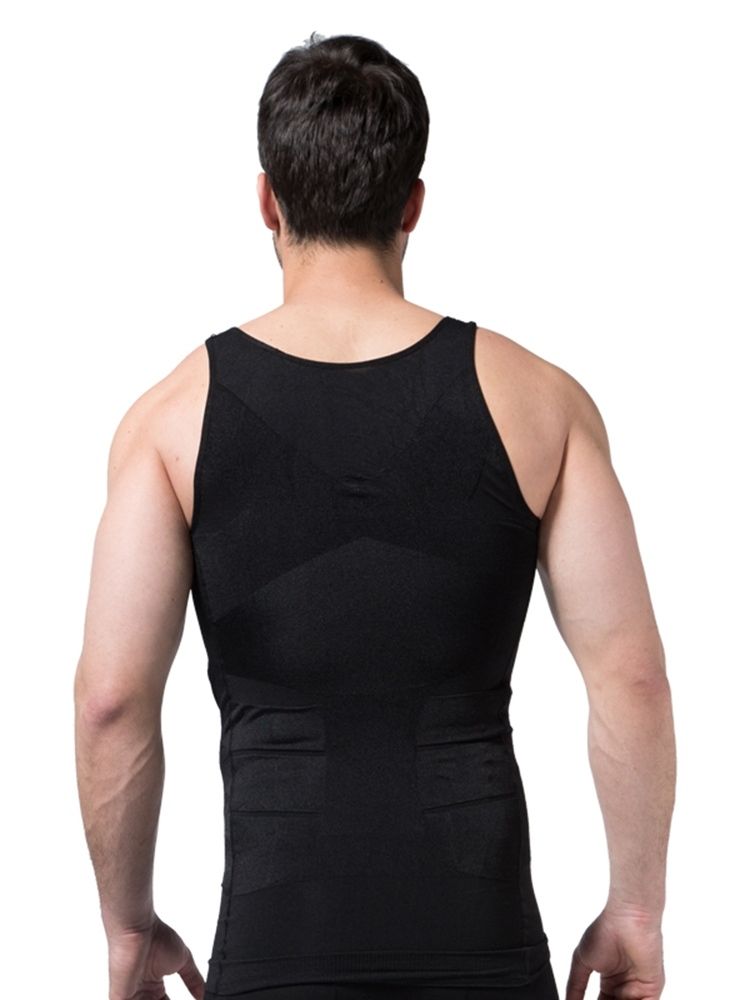 Solid Pustende Body Shaping Sportsvest Topp For Menn