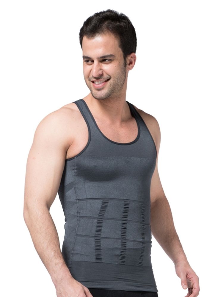 Solid Pustende Body Shaping Sportsvest Topp For Menn